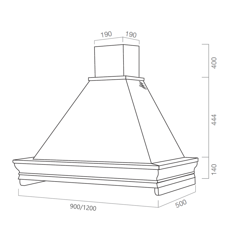 Cappa cucina rustica bianca CLASSICA con cornice in legno cm 120