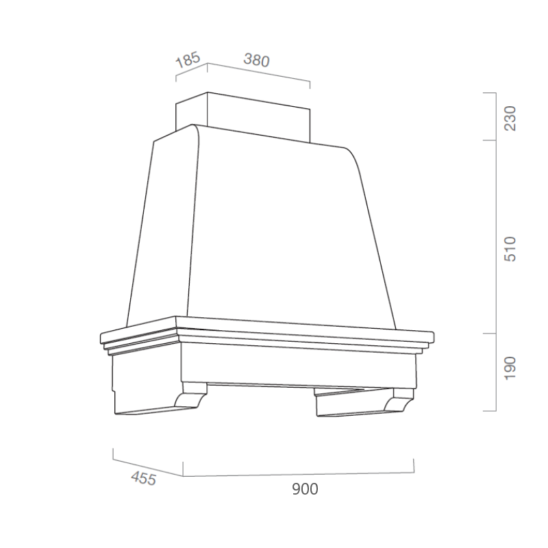 Cappa aspirante MEMORY in acciaio inox silver e cornice in legno cm 90