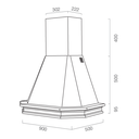 Cappa aspirante RUSTICA 5 LATI in acciaio inox bianco e cornice in legno cm 90