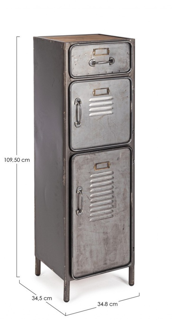 Cassettiera Store 2 ante e 1 cassetto stile industriale cm 109h