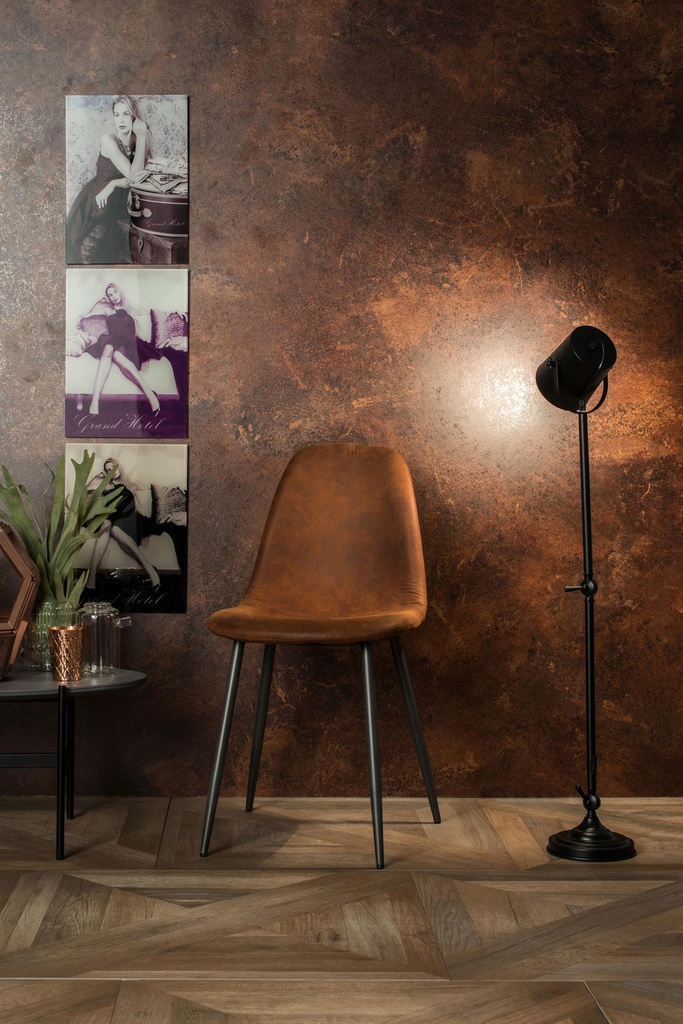 4x Sedia in similpelle con seduta marrone 44x50x84 cm
