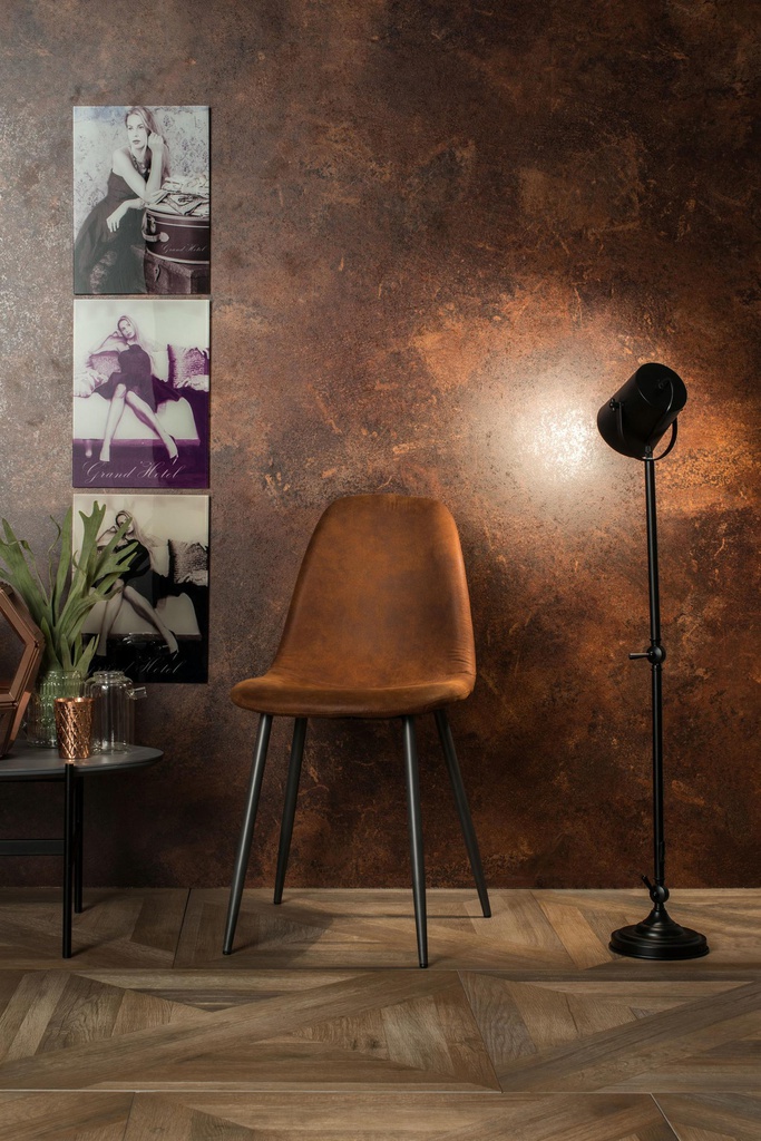 4x Sedia in similpelle con seduta marrone 44x50x84 cm