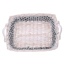 Cesta vimini intreccio azzurro bianco rettangolare cm46/54x36h13