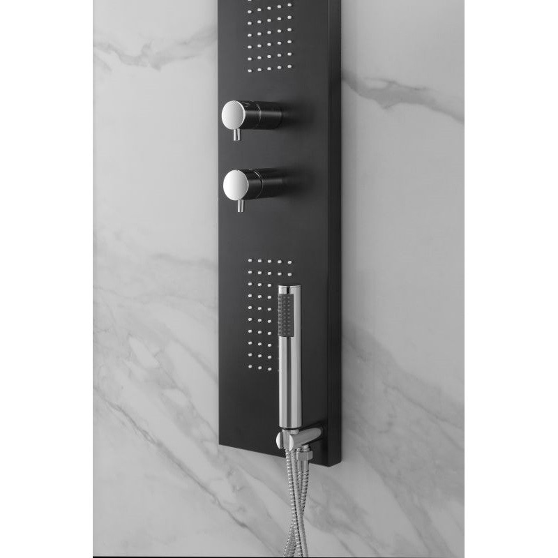 Colonna Doccia a parete Nero in acciaio Inox 140x20 cm