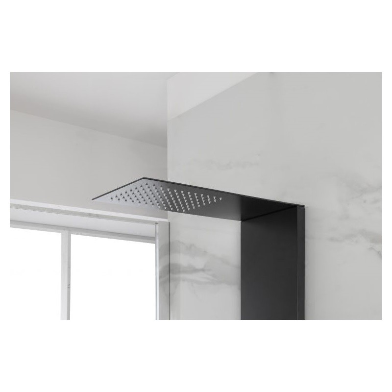Colonna Doccia a parete Nero in acciaio Inox 140x20 cm