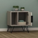 Comodino tortora bianco con anta e vano Glynn  50x44xh.60 cm