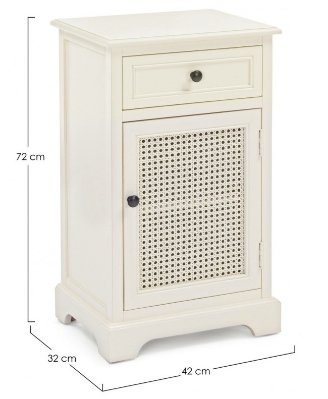 Comodino classico Amabel 1 anta e 1 cassetto 42x32x72h cm