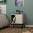 Comodino tortora bianco con anta e vano Glynn  50x44xh.60 cm