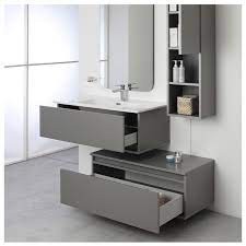 Composizione bagno due cassetti separati Grigio Pastello 
