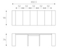 Consolle allungabile antigraffio in mdf laccato tortora 90x42,5/302,5x76h cm 