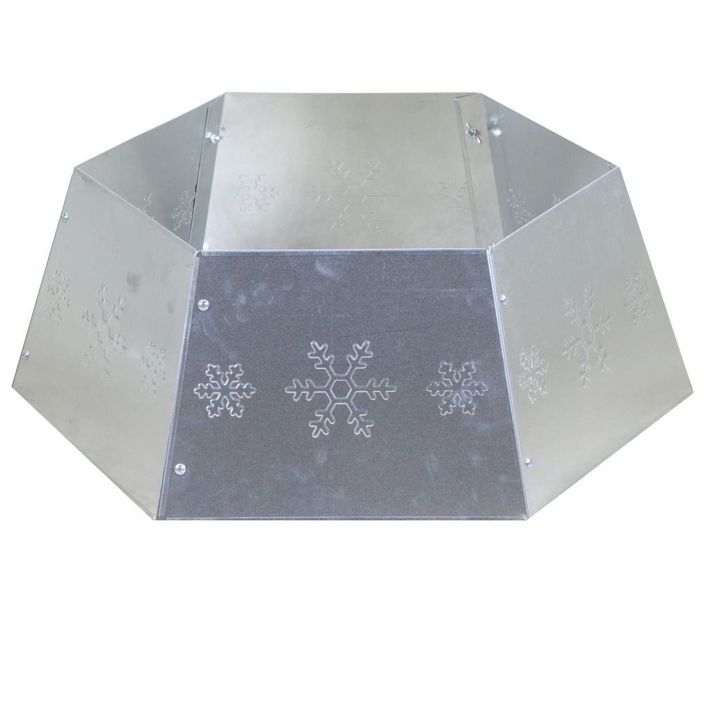 Copribase albero metallo pieghevole argento esagonale cmø68h25