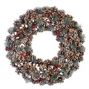Coroncina glitter con bacche e pigne naturale cm ø30