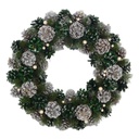 Coroncina con pigne argento verde cm ø30
