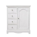 Credenza in MDF un anta quattro cassetti Bianca BLANC 66x32,5x h80 cm