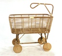 Culla per bambini in giunco con ruote in legno 97x57xh.43-79 cm