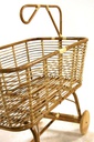 Culla per bambini in giunco con ruote in legno 97x57xh.43-79 cm