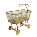 Culla per bambini in giunco con ruote in legno 97x57xh.43-79 cm