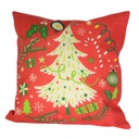 Cuscino tessuto albero rosso e verde cm43x43