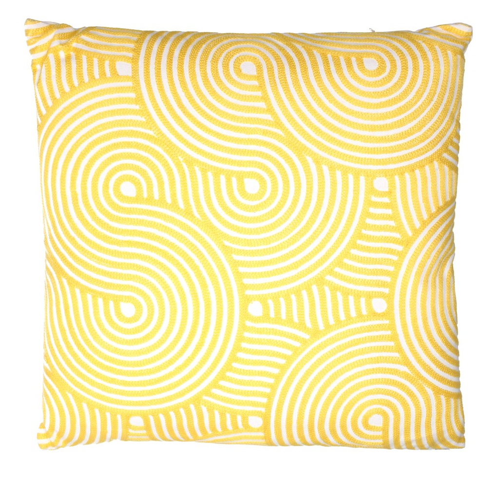 Cuscino tessuto cerchi giallo quadro cm 45x45h10