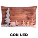 Cuscino tessuto decorazioni led beige cm30x50