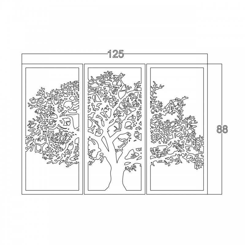 Decorazione murale quadro moderno albero nero EFFEZ