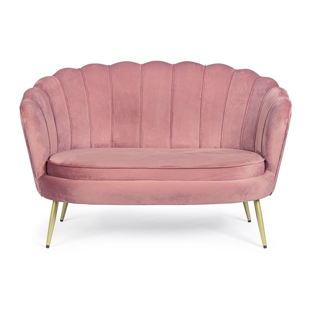 Divano 2 posti effetto velluto rosa Giliola