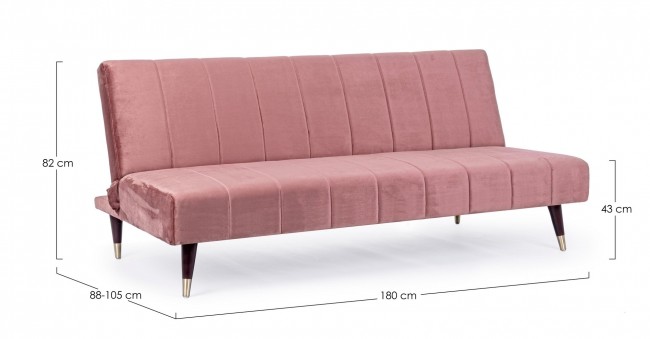 Divano Letto tre posti rosa reclinabile