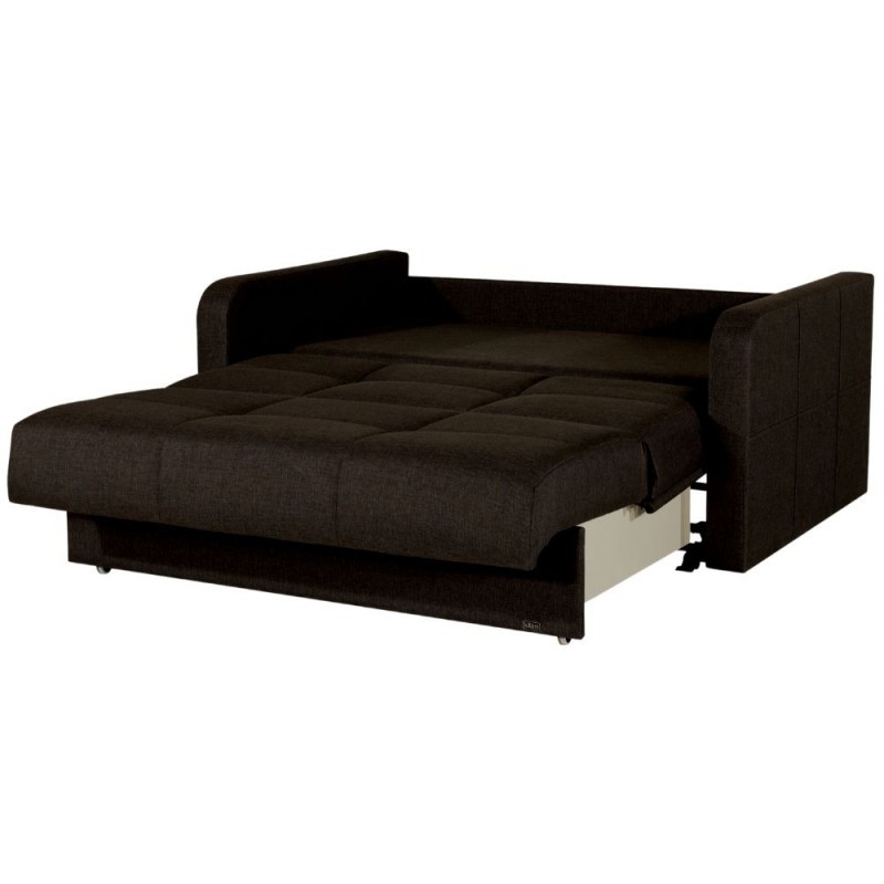 Divano letto due posti in legno e velluto Marrone ADONIS 165x105x h87 cm