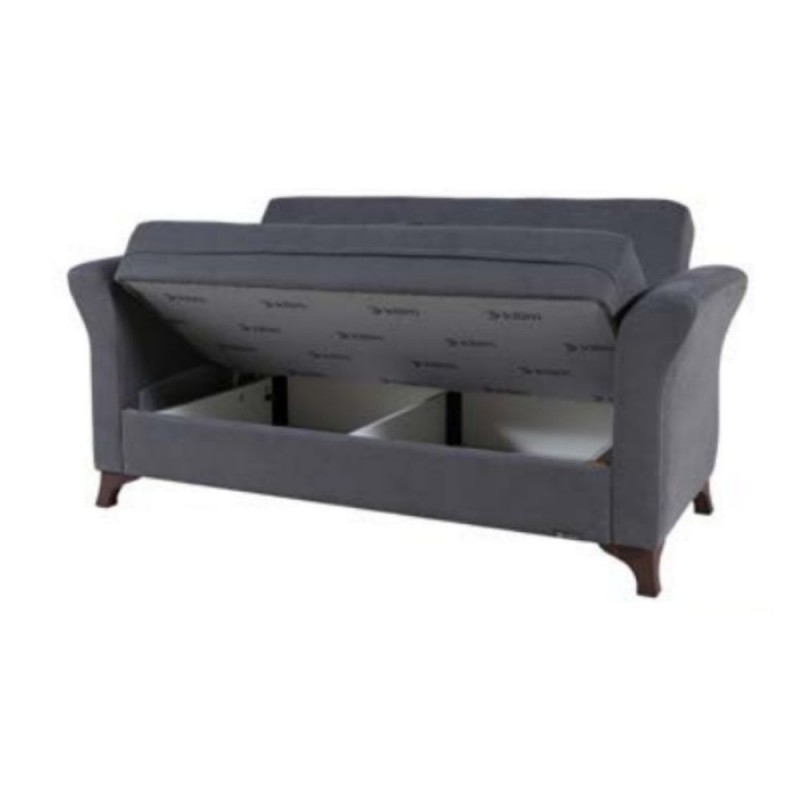 Divano due posti in tessuto con contenitore Grigio BUKET 160x86x h85 cm