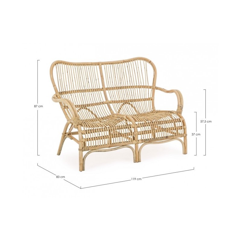 Divano per esterno in rattan due posti CLARITA 119x83x h87 cm