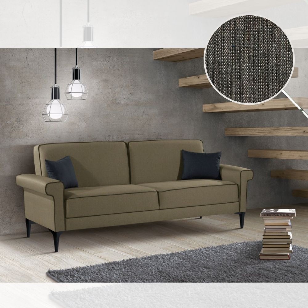 Divano letto Silvera 2 posti tessuto grigio EFFEZ