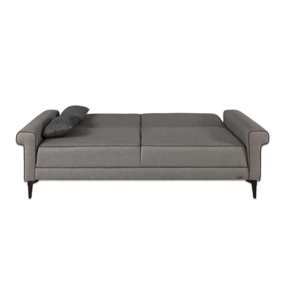 Divano letto Silvera 3 posti tessuto spigato grigio marrone