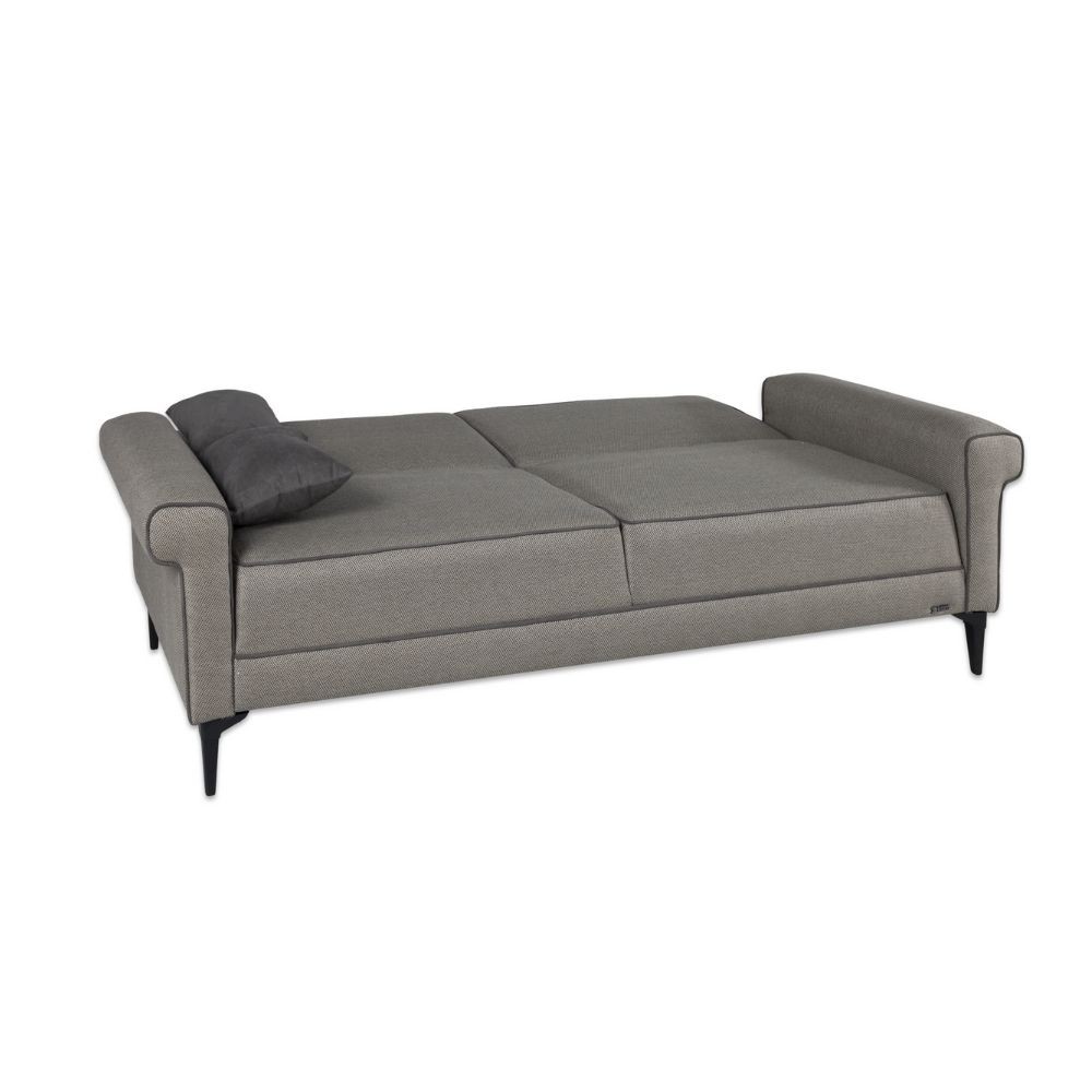 Divano letto Silvera 3 posti tessuto spigato grigio marrone