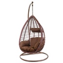 Dondolo pensile polyarattan con cuscino e supporto 90x70x200h cm