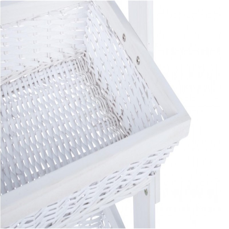 Espositore rustico Darik 8 cesti in vimini bianco