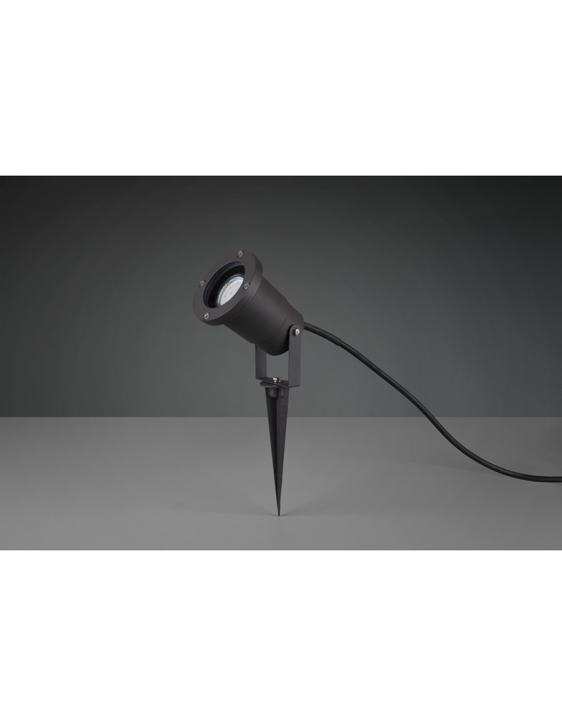 Faretto Da Esterno Orientabile Ubangi Nero Con Picchetto GU10 IP65 Trio Lighting