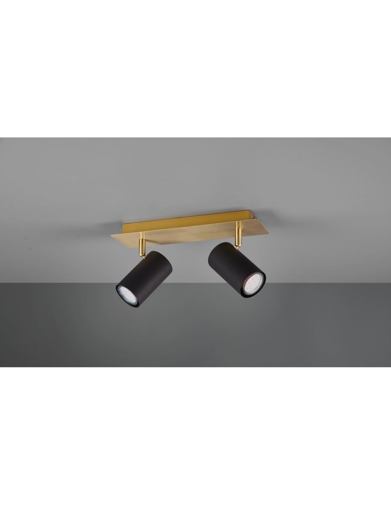 Faretto Marley Base Oro 2 Spot Cilindrici Neri Orientabili Trio Lighting