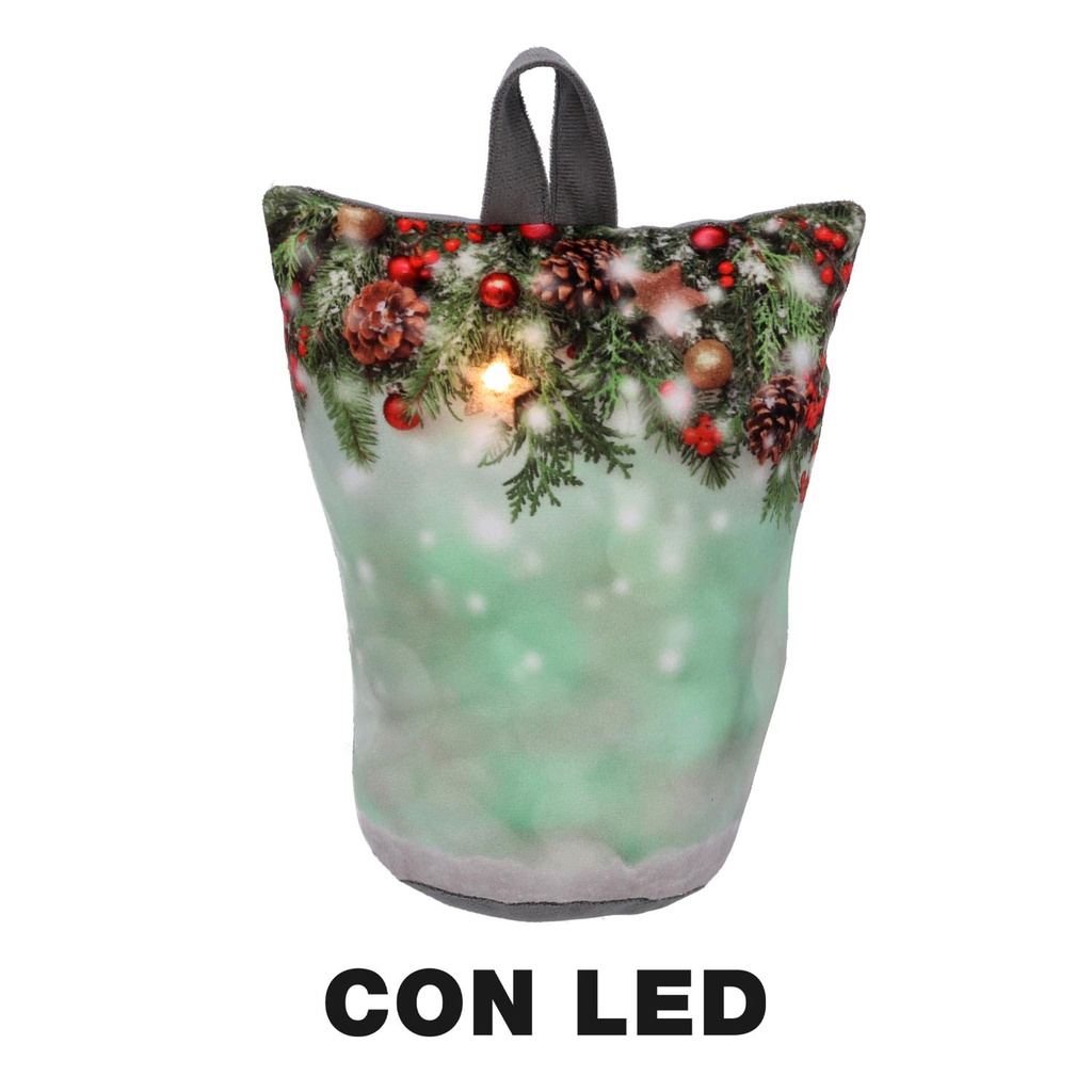 Fermaporta tessuto decorazioni led azzurro cm11h19
