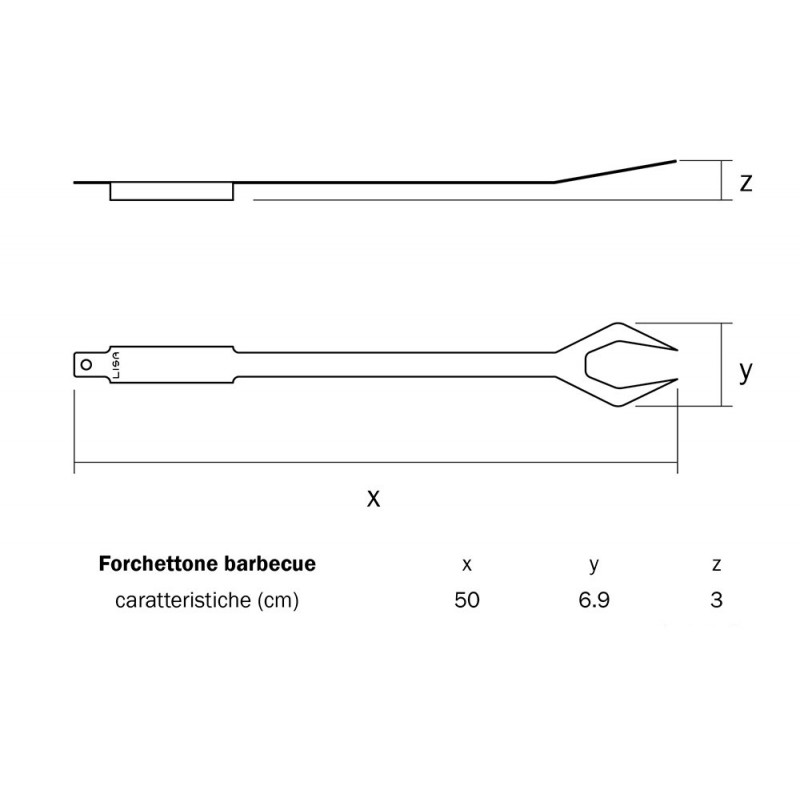 Forchettone in acciaio accessori barbecue cm 50