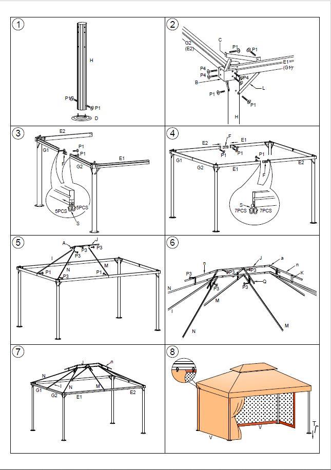 Gazebo dallas lusso 3x3m con zanzariera 400g-m2