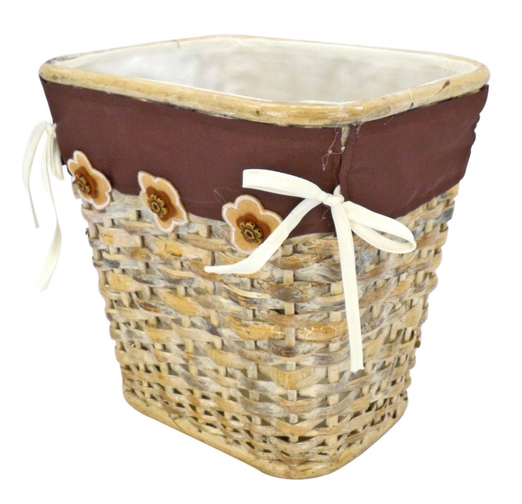 Gettacarta rattan bianco singolo foderamarrone fiori rettangolar cm25xh25x20