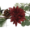 Ghirlanda ring rosso con fiori e pigne Ø30 cm