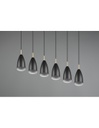 Grande Sospensione Lineare Isola Farin 6 Luci Nero Trio Lighting
