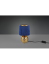 Lampada Comodino Sophia Ceramica Oro E Paralume Velluto Blu Trio Lighting