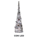 Albero led legno bianco innevato con micro led cm26x19h74