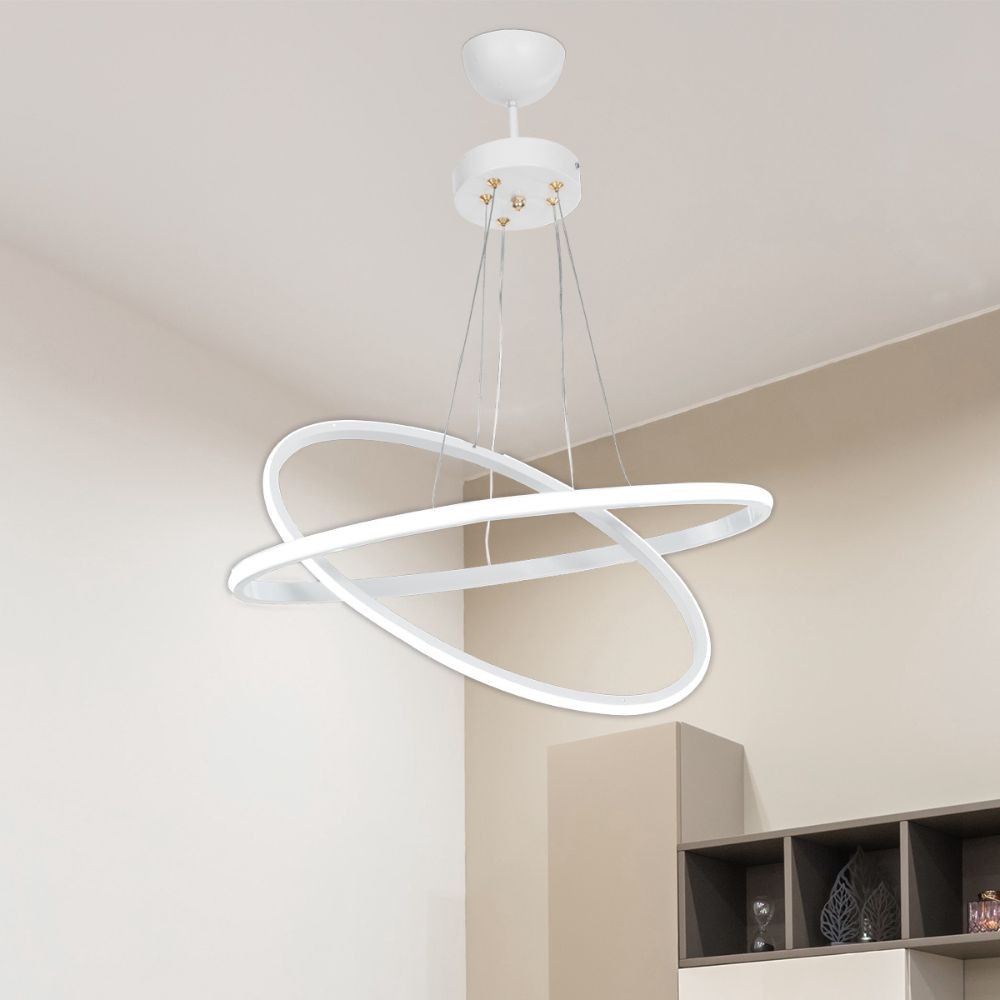 Lampada a sospensione Muso due anelli bianchi Led MDL4438