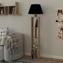 Lampada da Terra con Libreria Rovere e Parlume Nero 23,5x15x163,5 cm