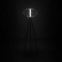 Lampada da terra in acciaio con paralume nero lucido 50x50x150h cm