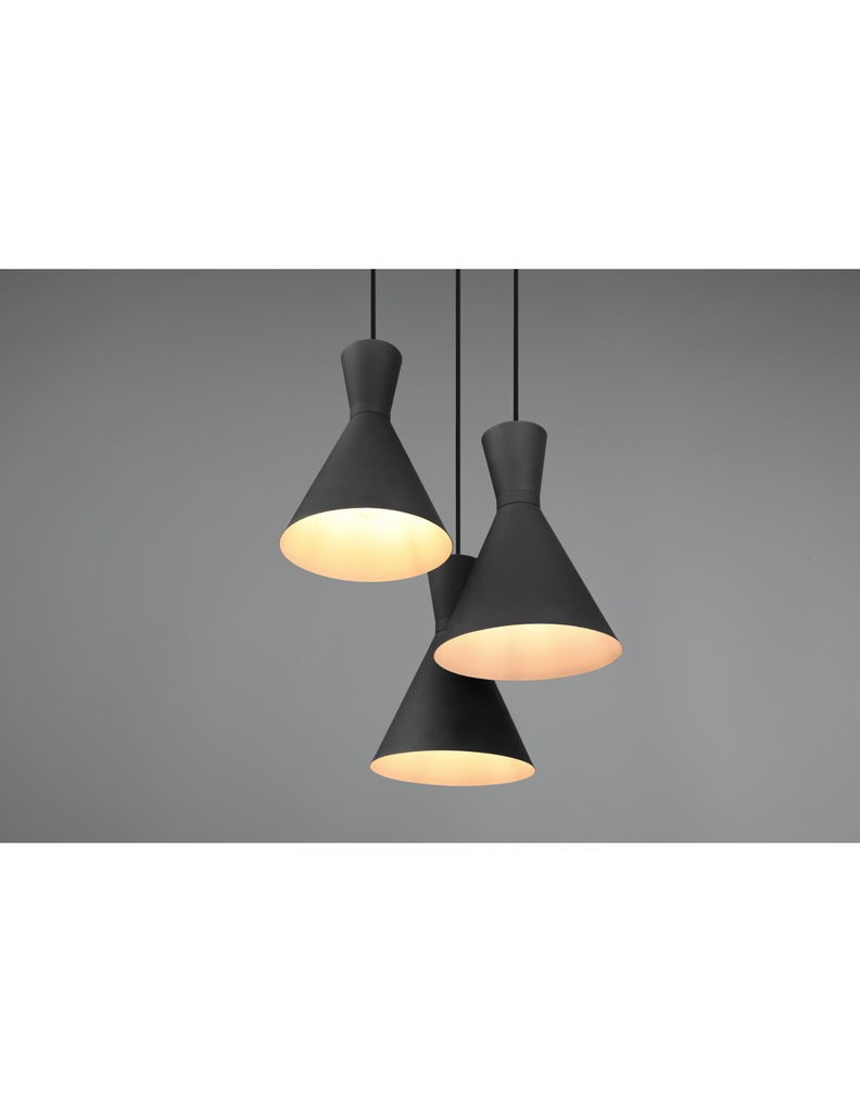 Lampadario Rotondo Enzo 3xE27 Nero Opaco Trio Lighting