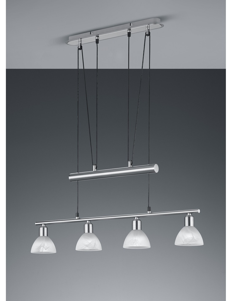 Lampadario Sali e Scendi 4 Luci Bilanciere Levisto Nichel Trio Lighting